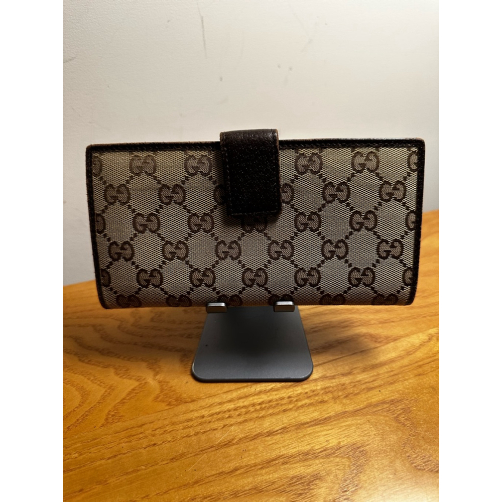 Gucci Brown Beige Canvas Long Flap Wallet - Picture 3 of 12